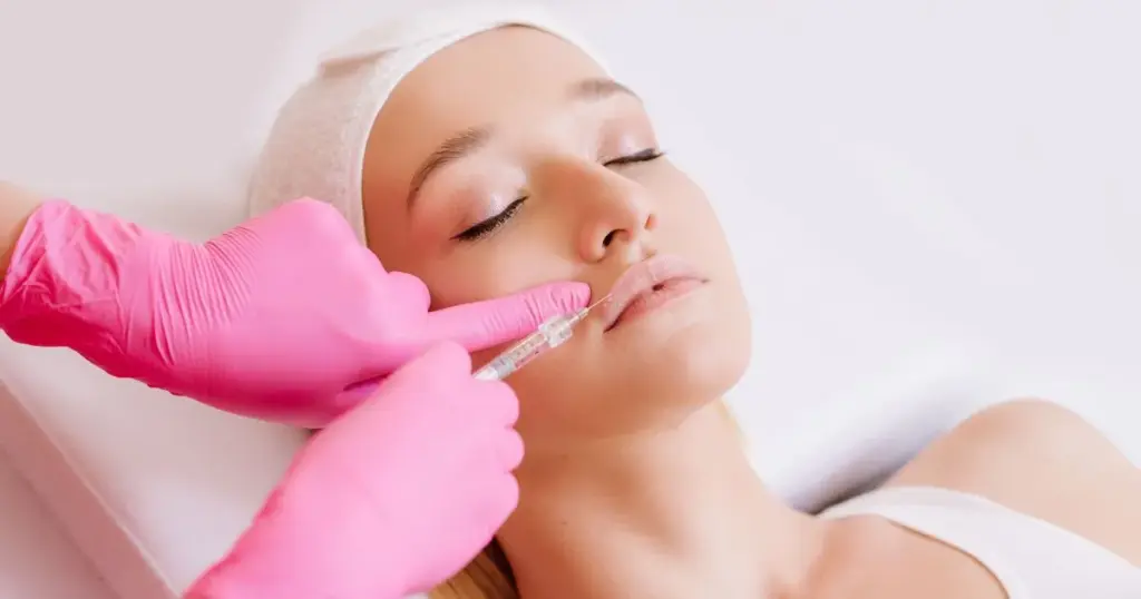 Dermal Fillers being administered to a woman's lips in Meridian ID clinic
